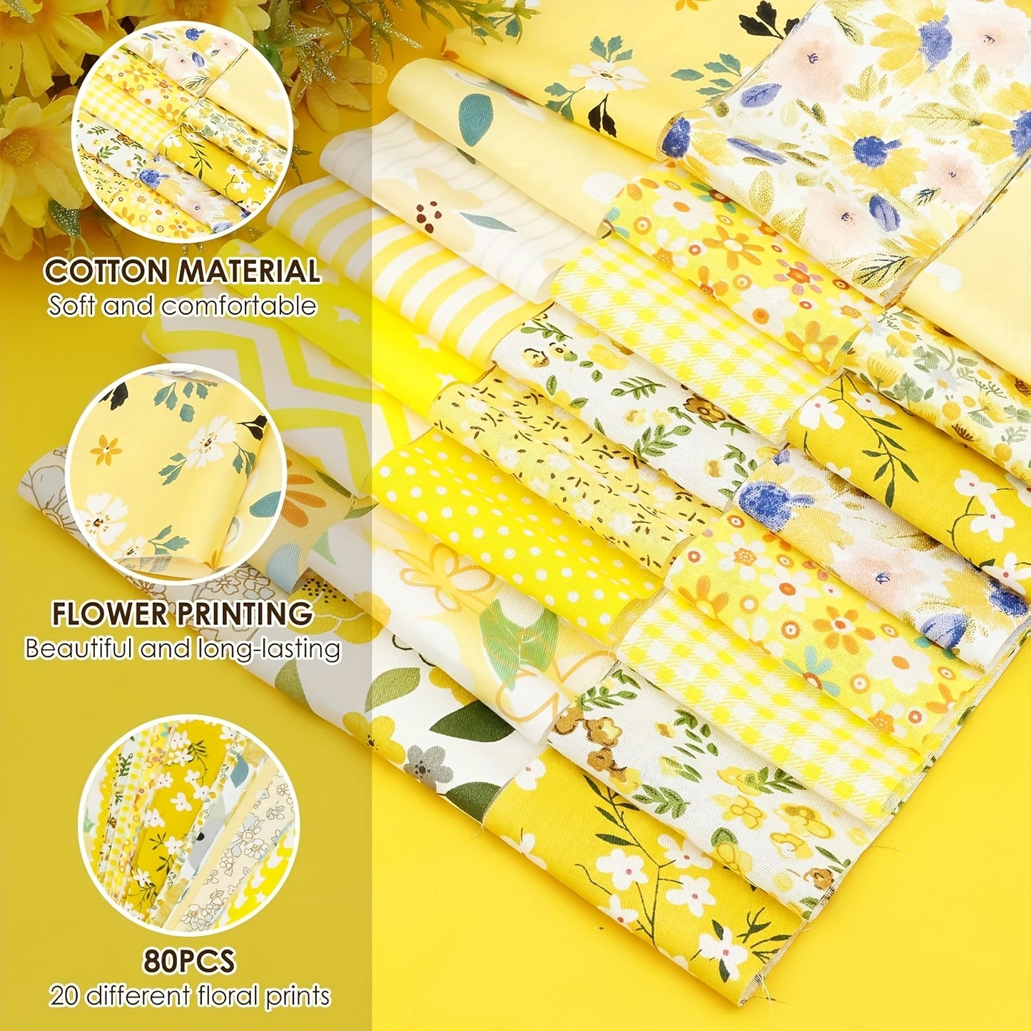 80 Pre-Cut Jelly Roll Strips - Blue Floral Printed Cotton Quilt Fabric with 20 Unique Patterns, 2.5x2 Inch Wide (10cm) Pre-Sliced for Quilting, Making, DIY Crafts, Patchwork Borders & Bedspread Binding - Hand Wash Only