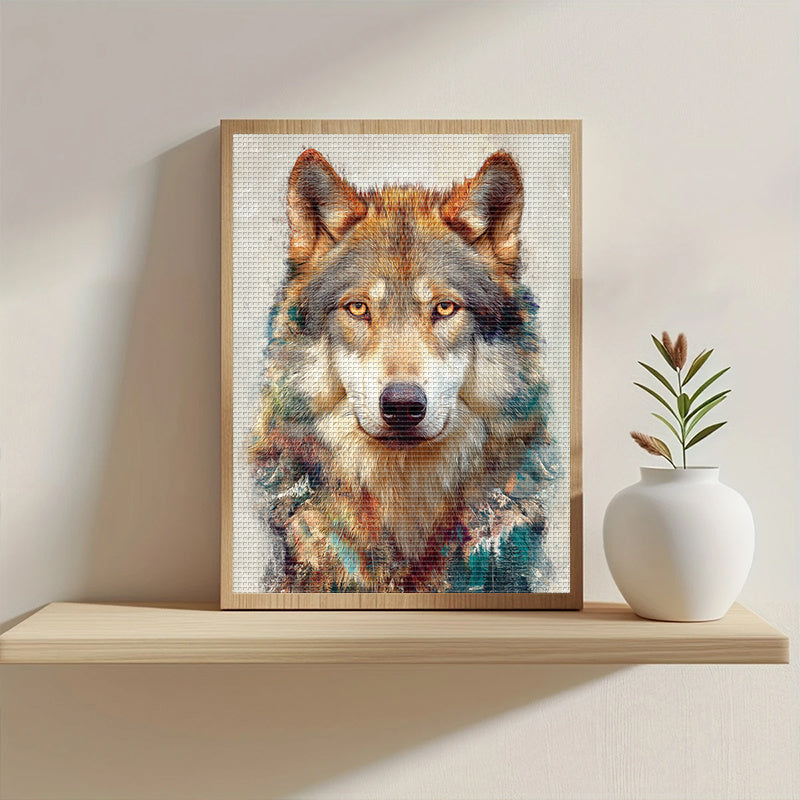 1pc 13.8in x 17.7in Wolf Portrait Cross Stitch Kit - Detailed DIY Eco-Line Art, 11CT Embroidery Fabric with Threads, Needle, and Instructions - Perfect for Home Wall Decor, Mother'S Day Gift, Unframed, Animal Wall Art | Reali