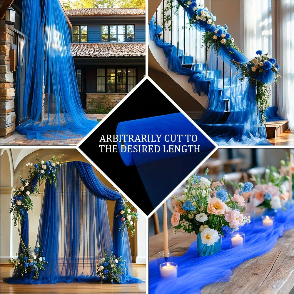 1 Roll, 164ft of Vibrant Polyester Tulle Fabric | 100% Polyester Transparent Material for Wedding, Party, Halloween, Christmas Decorations, Chair Bows, and Table Runways, Hand Wash Only, Handmade Mesh Fabric, DIY, Fabric For