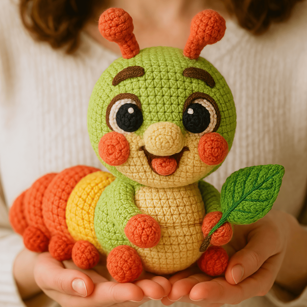 1 Set Complete DIY Crochet for CATERPILLAR Kit for Adults & Beginners - All-in-One with Yarn, English Manual & - Create Cute Handmade Doll, Stuffed Animal, Amigurumi - Soft Fabric Crafting Set, No-Sew Hooking Techniques, &