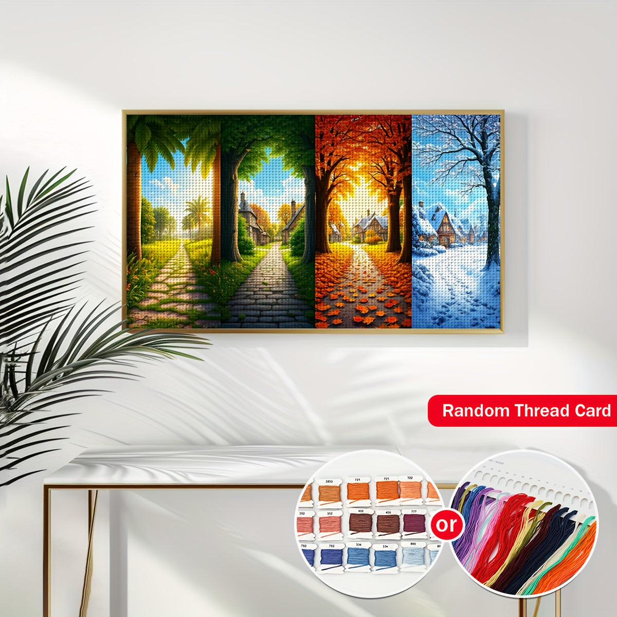 ZUOANLF 1set 40x70cm/15.7x27.6Inch DIY Cross Stitch Kit Frameless, All year round, stamped cross stitch kits, Embroidery Set for Home Decor, Includes Patterned Fabric & Threads, Perfect for Living Room Entrance or Bedroom Dec