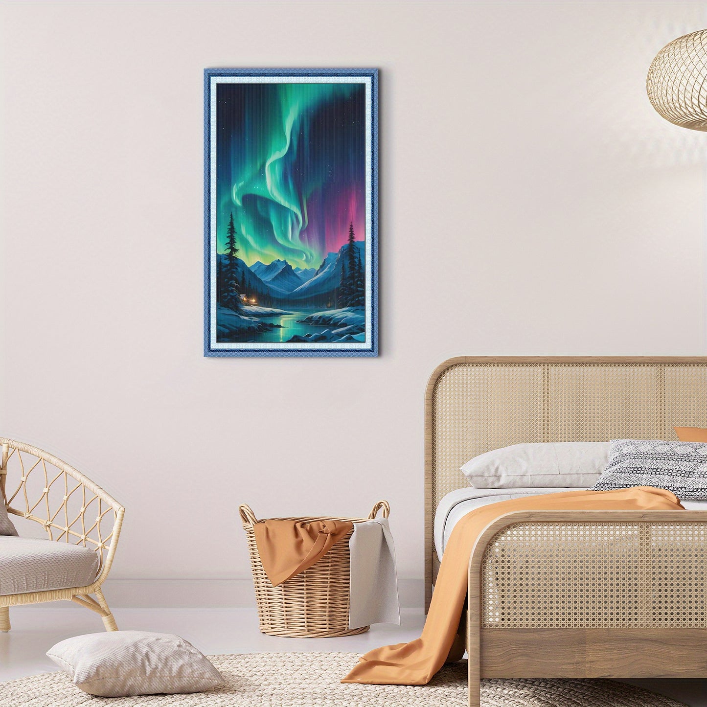 Stamped Cross Stitch Kits for Adults, Aurora Embroidery Kits for Beginners, 11CT Patterns, Counted Embroidery Needlepoint Kits Home Decor, 15.7 x 27.5 inch