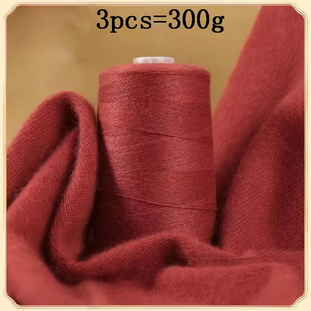 3pcs 300g 100% Cashmere Yarn - Ultra-Soft & Warm Lightweight Skeins for Knitting Hats, Scarves, Sweaters, Gloves - Luxury Craft Yarn in, Coffee, Gray, Brick Red, Beige, Blush, Navy, Camel, Chunky Yarn, Winter Craft Supplies,