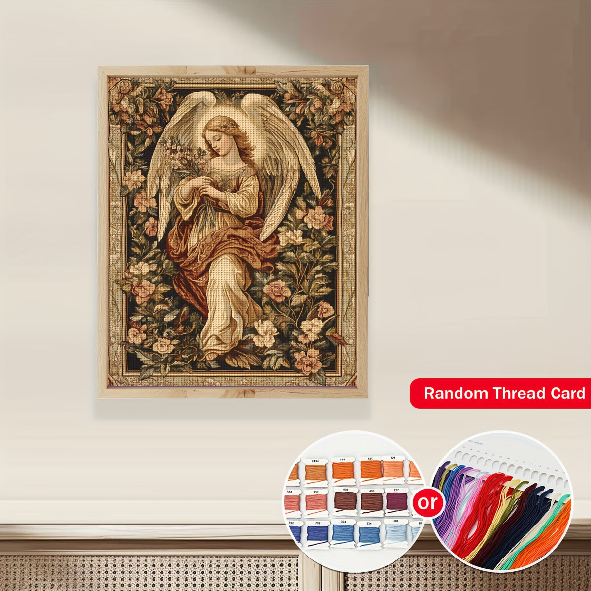 ZUOANLF 1set 40x50cm/15.7x19.7Inch DIY Cross Stitch Kit Frameless, Beautiful woman, stamped cross stitch kits, Embroidery Set for Home Decor, Includes Patterned Fabric & Threads, Perfect for Living Room Entrance or Bedroom De