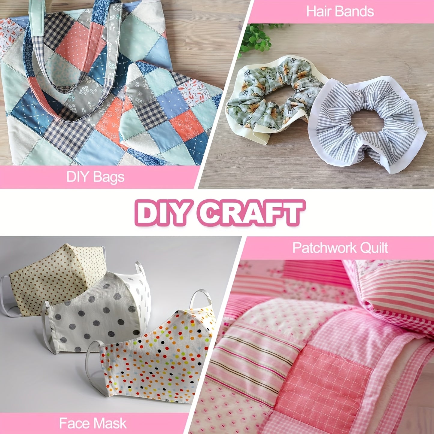 7pcs Large 20x20 Inch (50x50cm) Cotton Squares Bundle - Floral, Pastel pink, Pre-Cut Quilting Fabric for Patchwork, Scrapbooking, DIY Crafts - Ideal for Birthday, Wedding, Thanksgiving, Father's Day Gifts - Soft Non-Pilling C