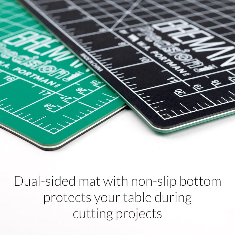 3pcs WA Portman Self-Healing Cutting Mat & Rotary Cutter Set with 5 Refill Blades, 9"x12" Fabric Quilting Ruler System, 45mm Fabric Cutter (with Lock) & Acrylic Ruler for quilting, sewing, DIY Crafts Kit - All-in-One Cutting