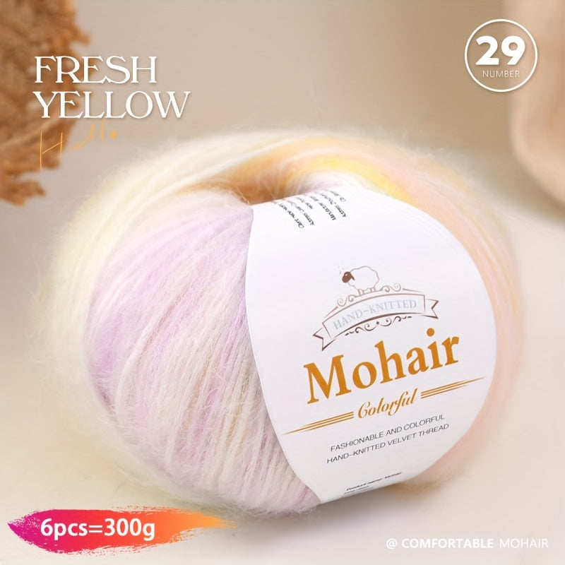 1 large bag = 6 skeins of yarn, rainbow gradient colors available. Suitable for DIY crafting materials such as knitting tops, pants, scarves, gloves, and other handmade items. Composition: 90% polyester, 10% wool