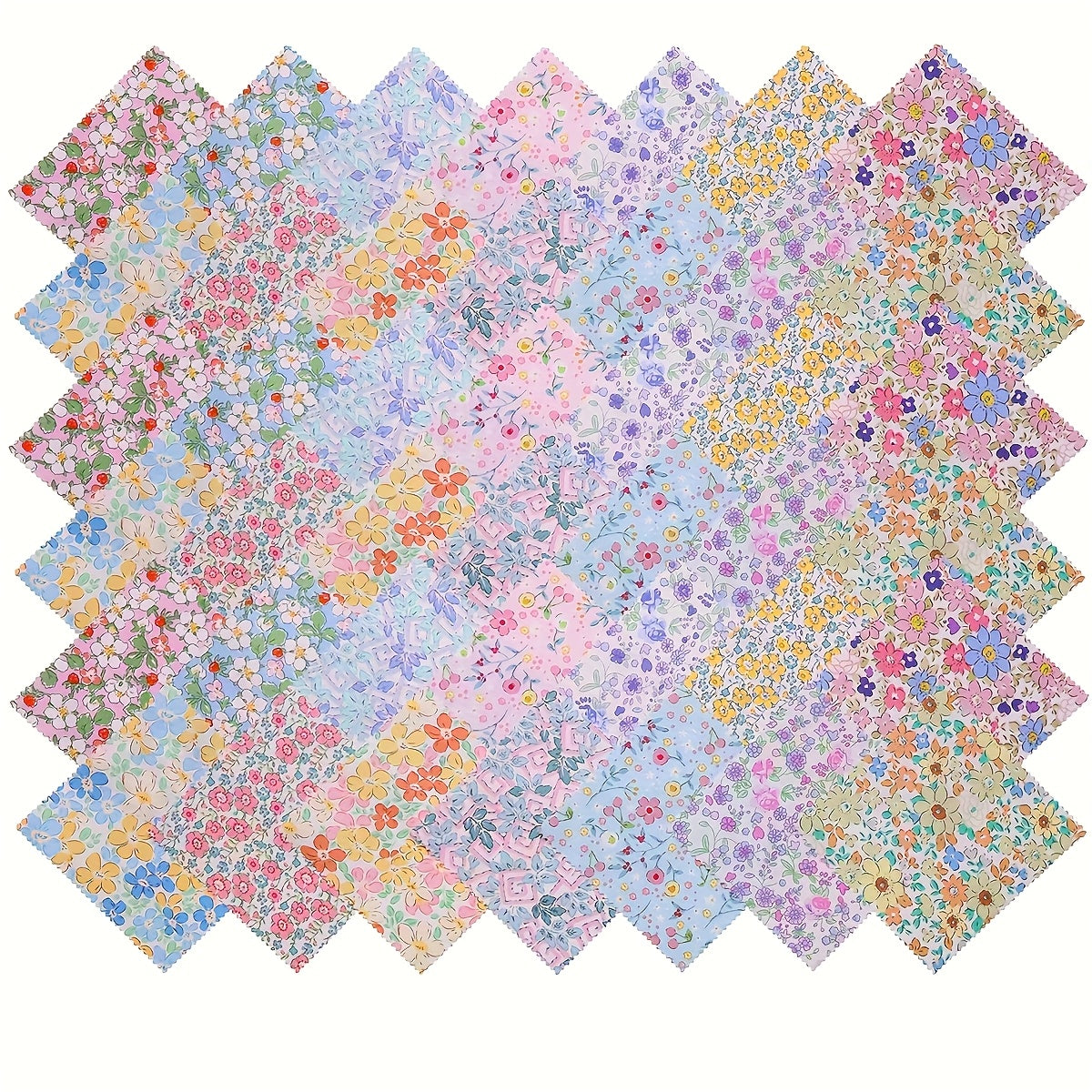 42pcs 5*5 Inch Pre-Cut Square Cotton Fabric - Floral & Polka Dot Designs, Cotton Handmade Patchwork for DIY Sewing, Scrapbooking, Holiday Gifts, Home Decor - Hand Wash Only, Fabric for Crafts, Scrapbooking Supplies, Decorativ