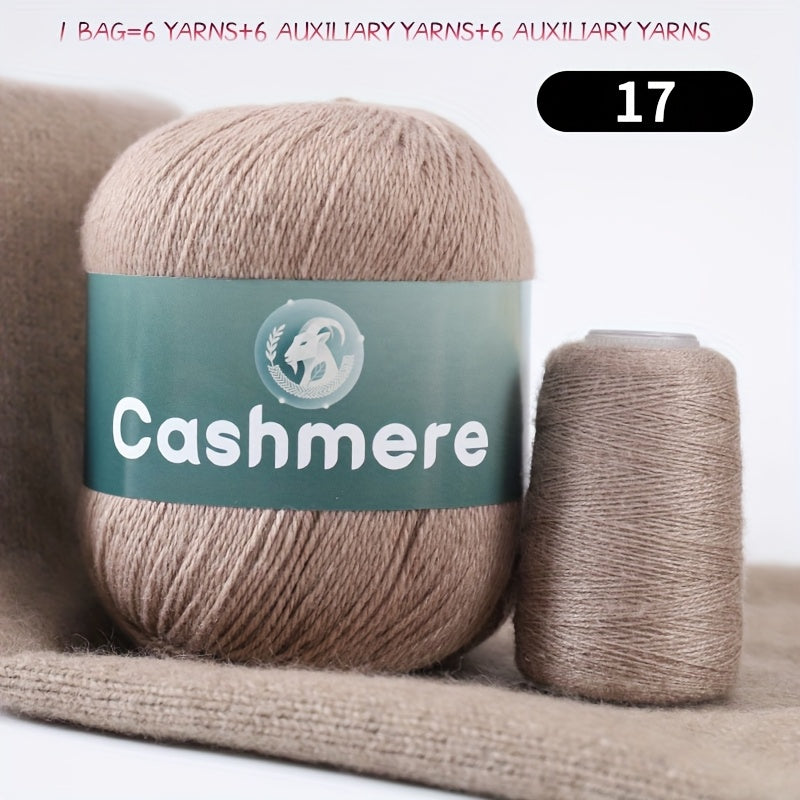 6-Ply Hand-Knitting Yarn for Self-Knitted Cashmere Sweaters, Includes Matching Yarn for Machine-Knitted Cashmere Hats and Scarves, Knitting Needles, and Yarn Balls