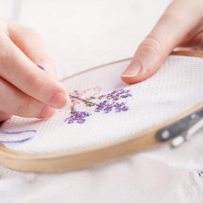 4 Pack Flower Embroidery Kit Adults, Floral Pattern Embroidery Kit Beginners Practice Kits with Hoop, Threads, Scissors, Threader, Needle Insert, Thimble, and Needles Sewing, Stamped Cross Stitch Kits, Cute Flowers and Plants