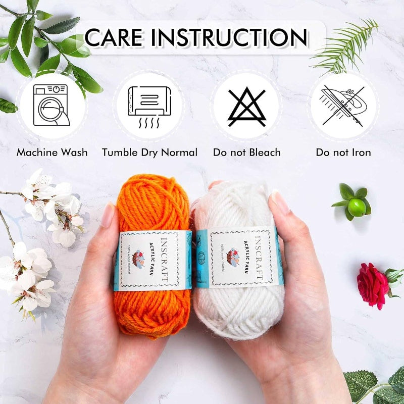 62-Skein Acrylic Yarn Craft Kit with 2170 Yards Total Yarn (34.5 Skeins) - Complete Knitting & Crochet Set with 2 Crochet Hooks, Weaving Needles, 10 Markers & Storage Case - All-in-One Beginner-Friendly Crafting Kit for Adult