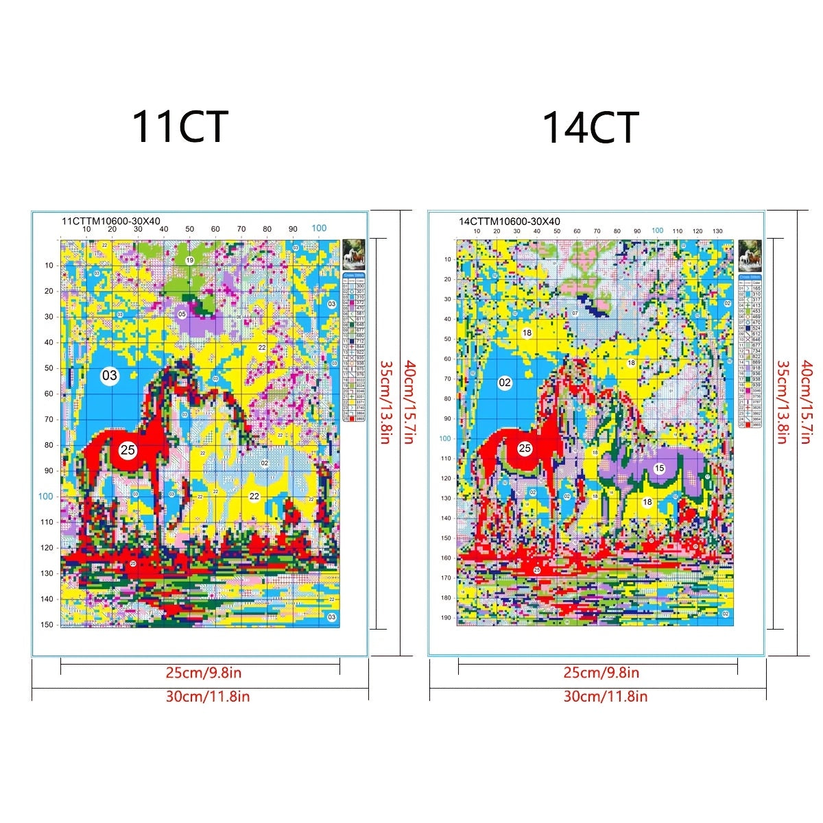 DIY Cross Stitch Kit by JOZYSH - 1pc, 30x40cm/11.8x15.7Inch, White and Brown Horses Pattern, Embroidery Crafts Set with Random Thread Board, Ideal for Living Room, Bedroom, and Home Decor Art Gift, Stamped Cross Stitch Kits,
