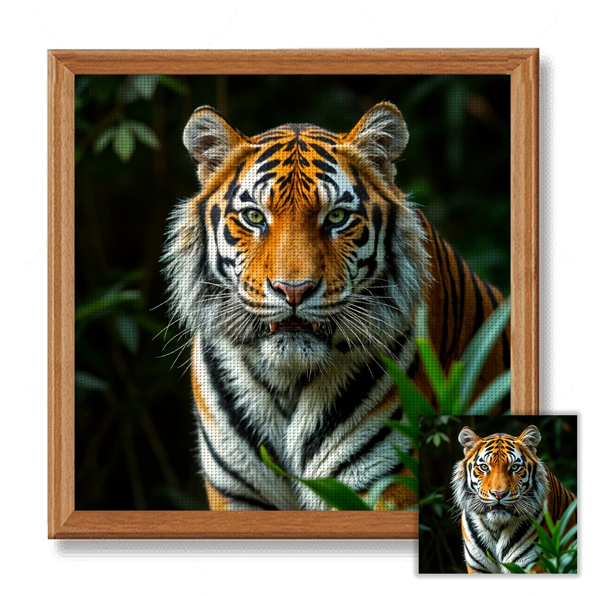 1set 40x40cm/15.7x15.7Inch DIY Cross Stitch Kit Frameless, Cute tiger, stamped cross stitch kits, Cross Stitch Set for Home Decor, Includes Patterned Fabric & Threads, Perfect for Living Room Entrance or Bedroom Decoration an