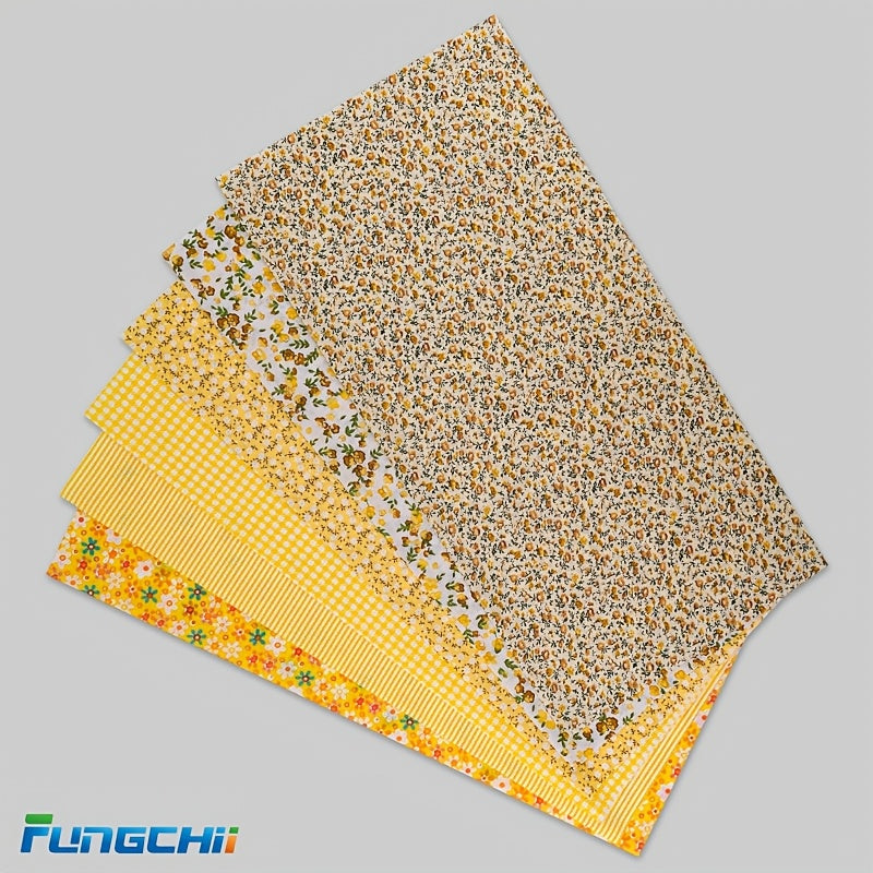6pcs 19.9"x19.9"(50.5*50.5cm) Quilting Cotton Squares Sheets Pre-Cut Multi-Color Design Printed Floral Craft Fabric for DIY Sewing Scrapbooking Quilting Craft Patchwork (Yellow)