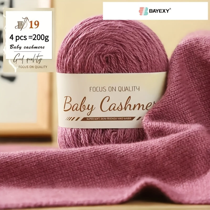 4pcs 200g Luxury Cashmere Yarn | Suitable for Hand Knitting Sweaters, Scarves, and Shawls - Soft, Warm, Multicolored Wool by BAYEXY