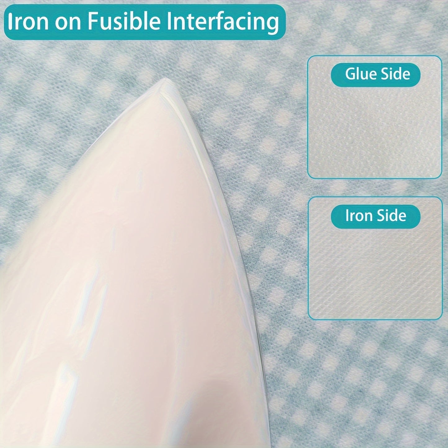 Iron-On Fusible Interfacing Roll - Medium Weight Nonwoven Polyester, Single-Sided Adhesive Fabric for Quilting & DIY Crafts, Easy to Trim, 11.8 Inches x 535.43 Inches