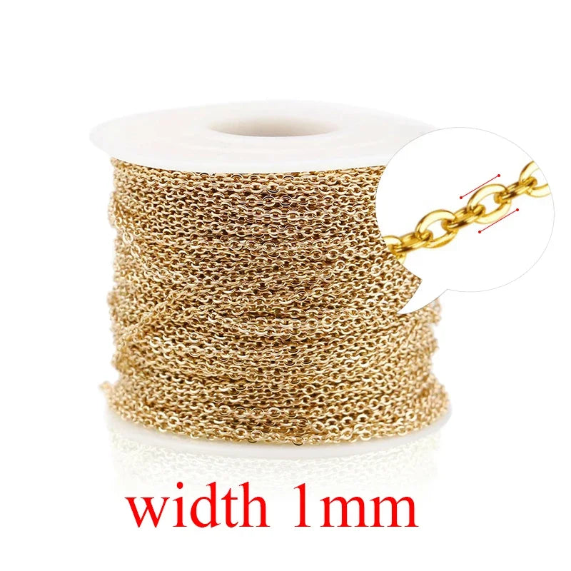 2m Stainless Steel Chain for Jewelry Making Supplies Cable Rose Gold Silver Chains Necklace for Diy Jewelry Findings Wholesale