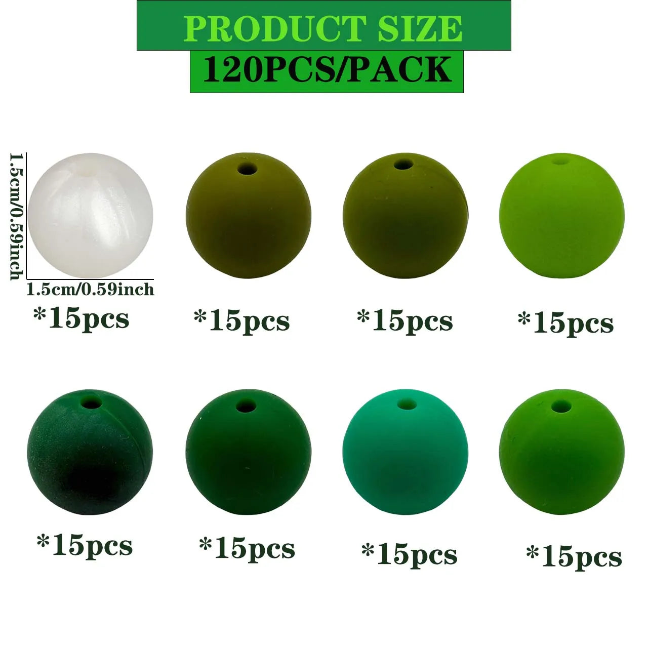 120pcs 15mm round silicone beads mixed focal beads silicone pen beads DIY handmade necklace keychain beads jewelry beads