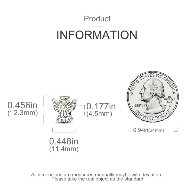 PANPOKI Cute Angel Zircon Mosaic Pendant 925 Silver Charms Fit Original Bracelet Necklace Charm Beads DIY Jewelry Gifts
