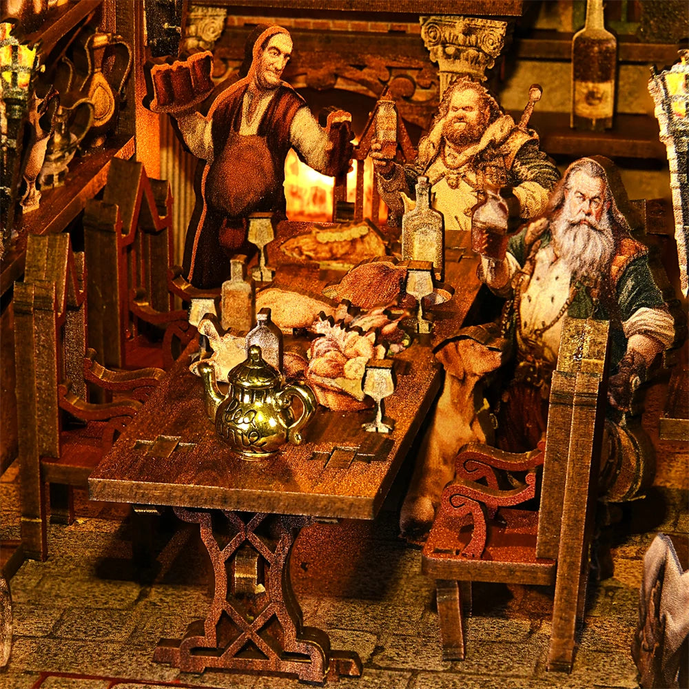 Book Nook Kit Sean's Bar DIY Wooden Puzzle Whiskey Bar Beer bar Bookshelf Dollhouse Model Bookend Building Home Decoration