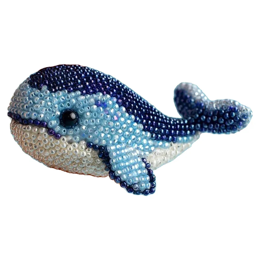 Ocean Beadwork DIY Kit Material Package Ocean-Themed Bead Embroider Suit Wear Resist Cute Ocean Animals Embroidery for Beginners