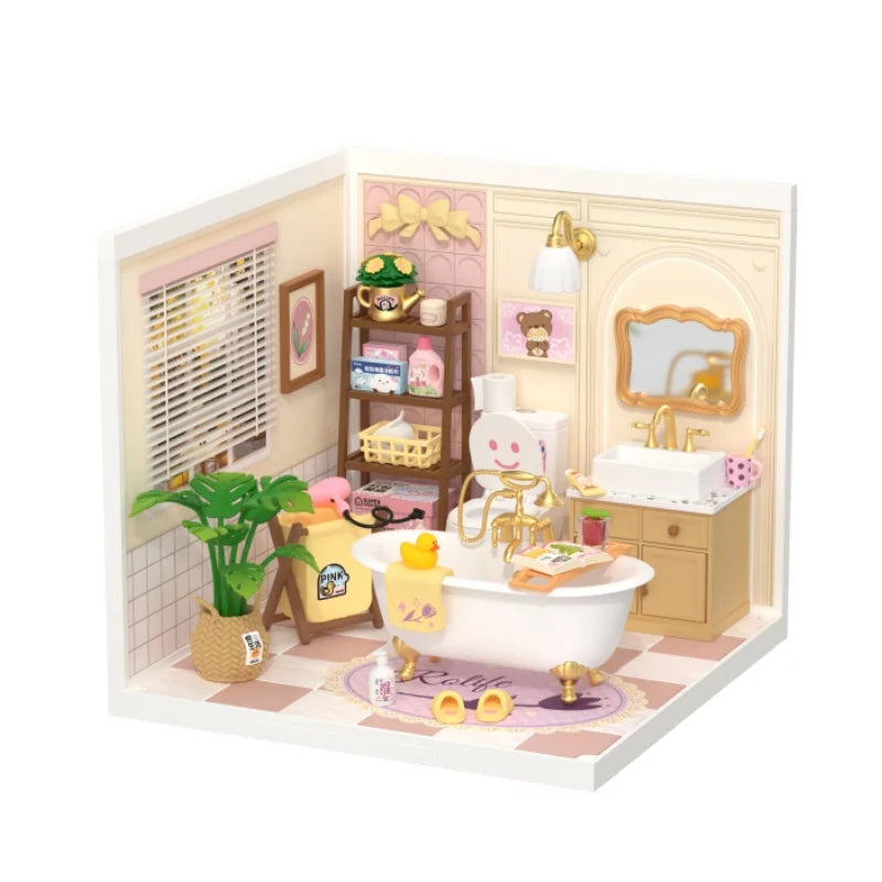 Robotime DIY Miniature Dollhouse Kit with Accessories Model Supply Store Kit with LED to Build Decent Birthday Gift