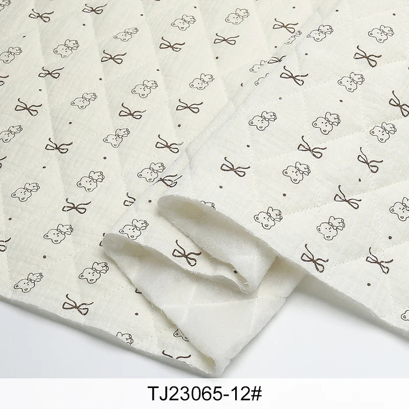 0.5m/2m Thicken Pure Cotton Double-layer Crepe Quilted Cotton Printed Fabric for Sewing Children's Clothing Blankets DIY Fabrics