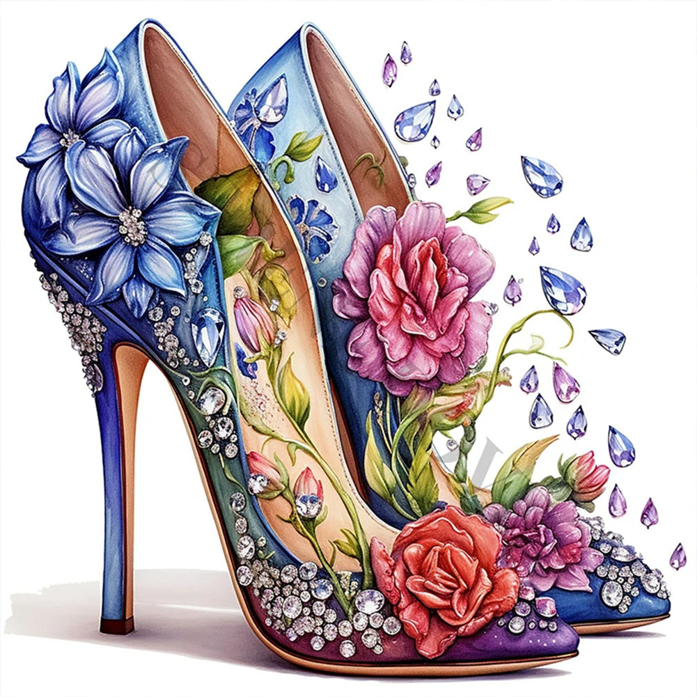 High Heel Printed Cross Stitch Kit 40x40cm DIY 11CT Thread Art Needlework Decor