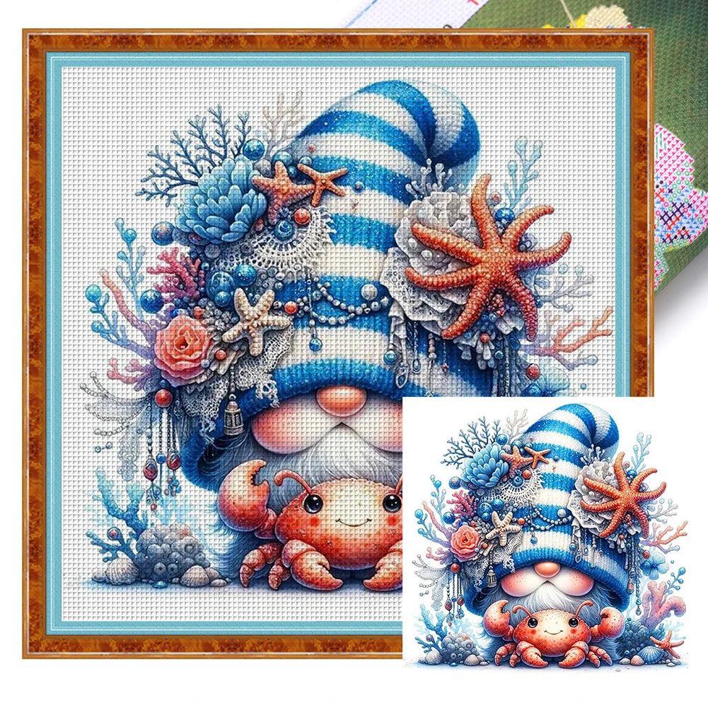 Full Embroidery cotton Thread 11CT Printed Gnome Cross Stitch Kit Art