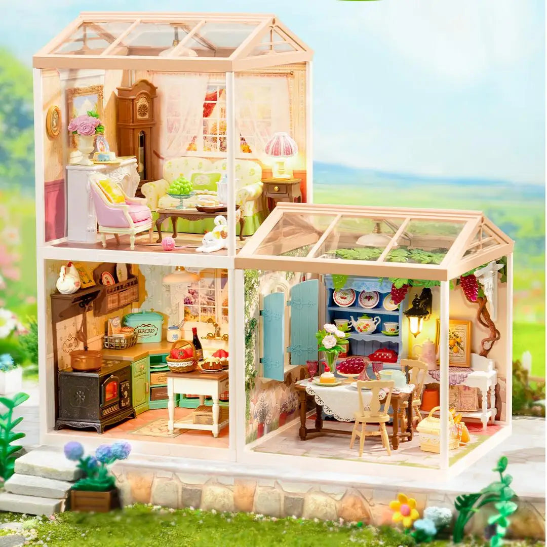 Rolife DIY Miniature House Kits Super Creator Model Courtyard Diorama Kit Perfect Christmas Birthday Gift for Adults Kids