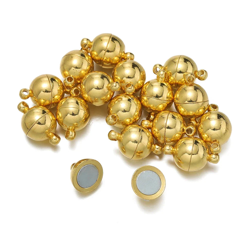 10Sets Magnetic Clasps 6mm/8mm/10mm Buckle Hook Round Magnet Converter Clasp For Bracelet DIY Jewelry Making Findings