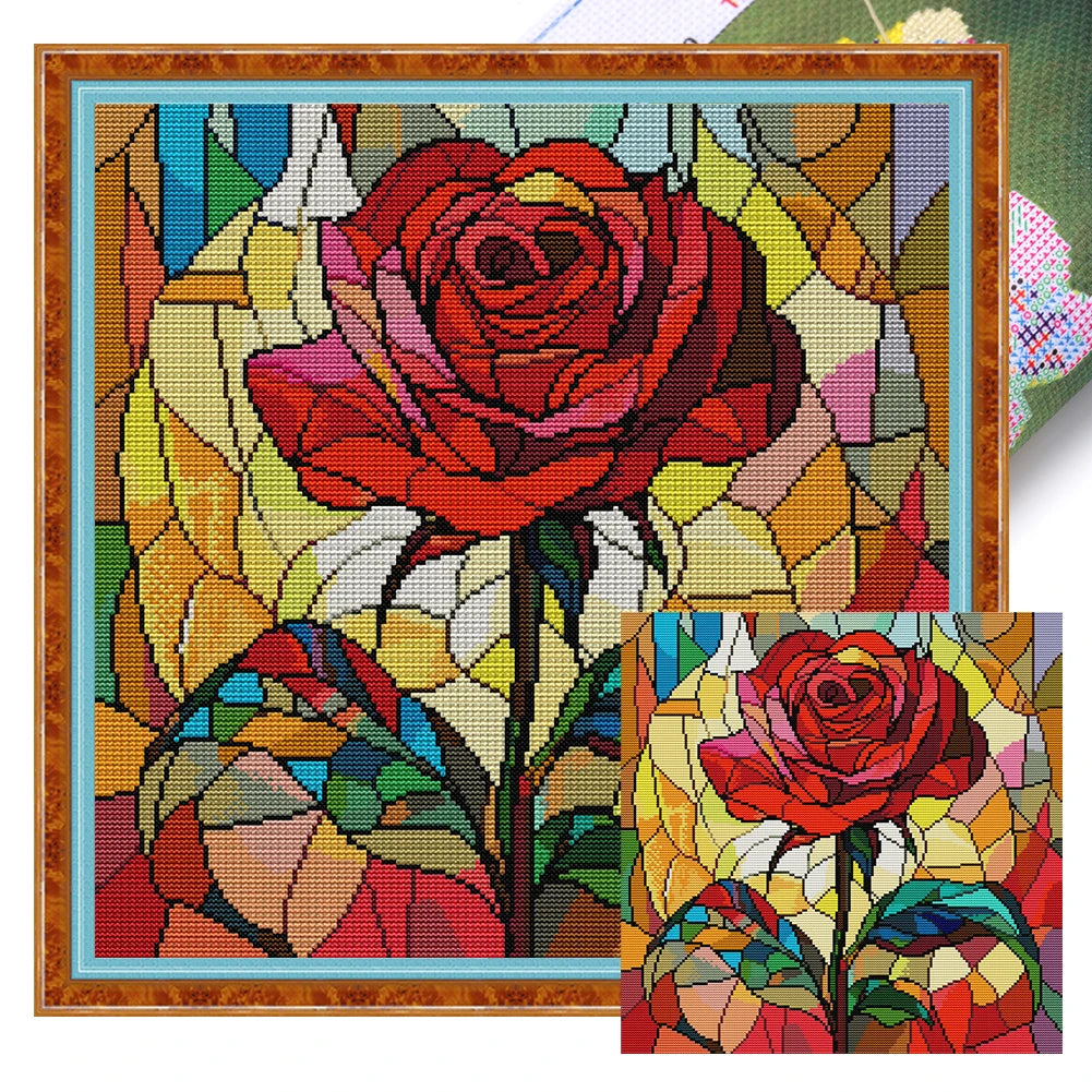 Flower Printed Cross Stitch Kit DIY 14CT Thread Art Needlework Home Wall Decor