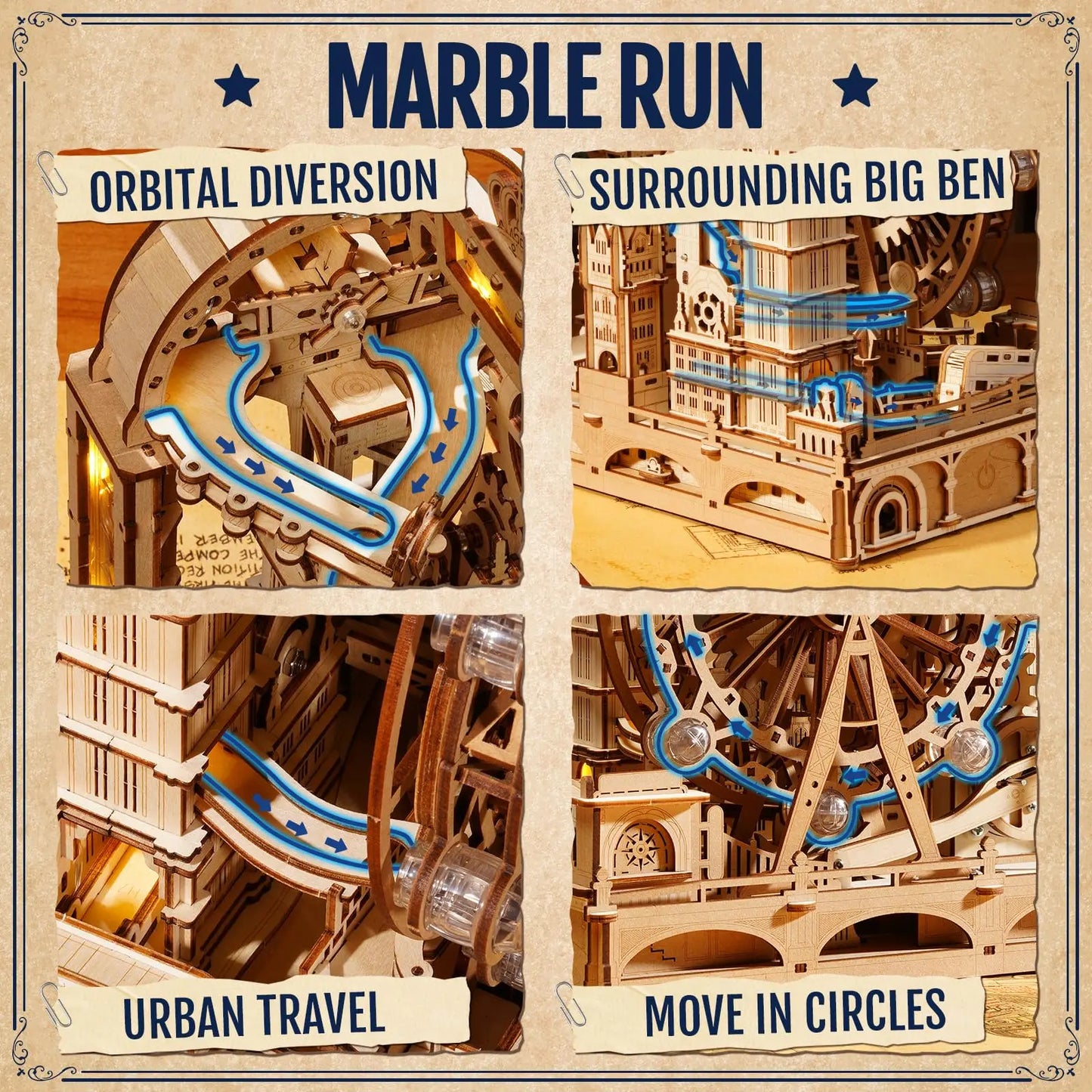 Rokr Marble Travel London Marble Run 3D Wooden Puzzle Interactive Gift for Kid Adult Challenging Craft for Handicraft Enthusiast