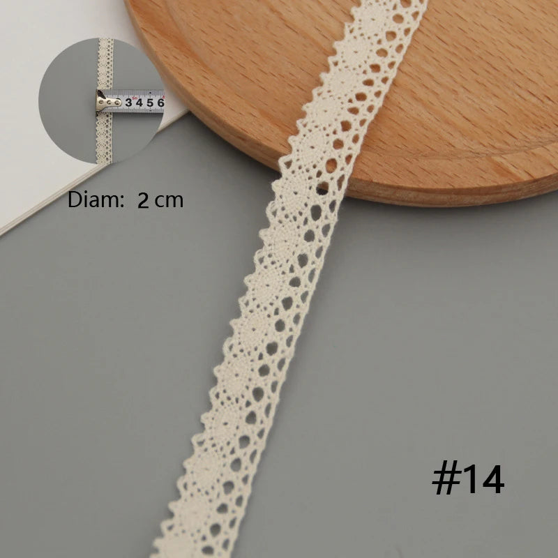 5 Meters Cotton Lace Trim Ribbon Beige Sewing Trim Lace Ribbon Crochet Lace Fabric DIY Wedding Party Craft Christmas Gift Decor