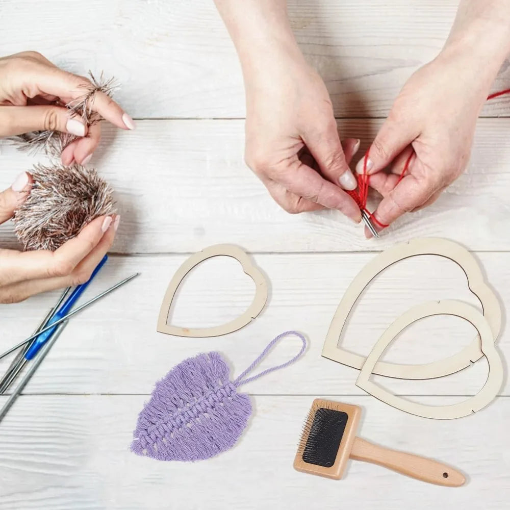 4Pcs Macrame Supplies Set Wooden Macrame Leaf Template Macrame Cutting Moulds and Comb for Making Macrame Feather making kit