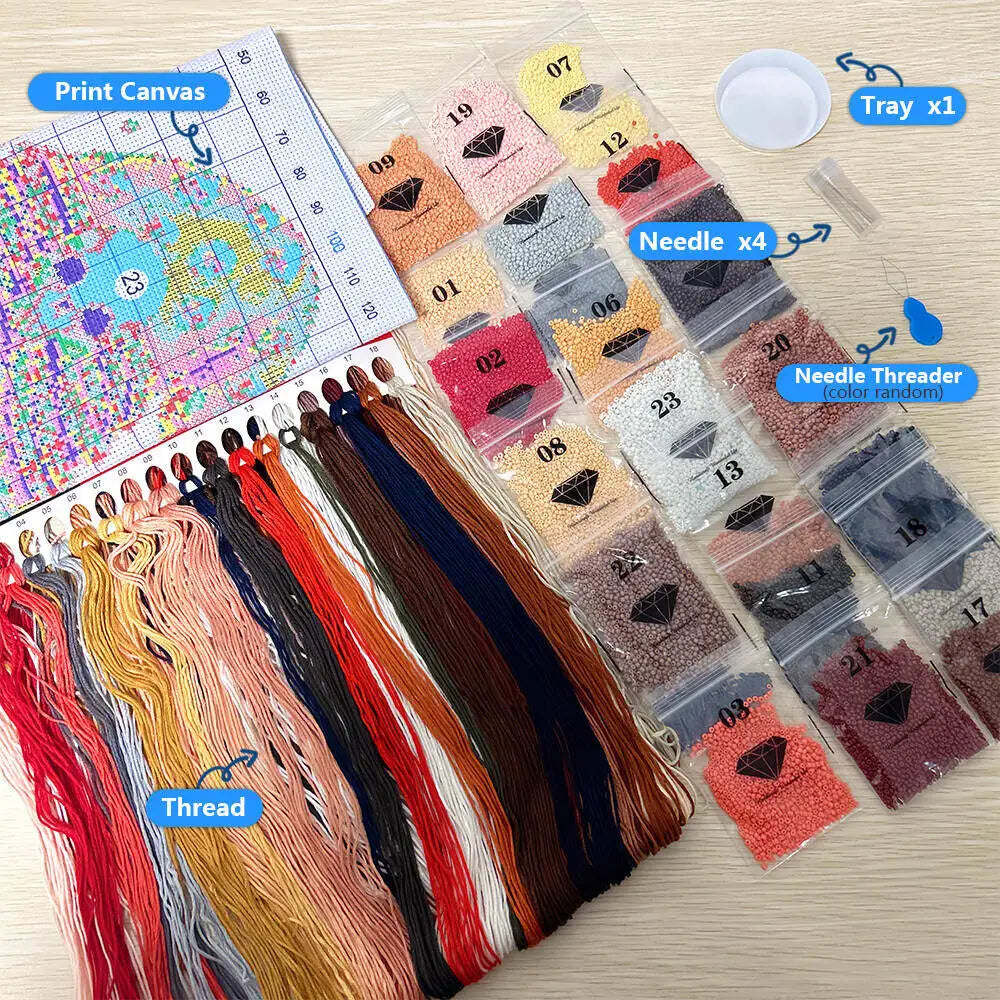 Beads Embroidery Sets Dolphin Sea Needle Sewing Crafts DIY 11CT Cross Stitch Kit Animal Entry Level Wall Decorations Living Room