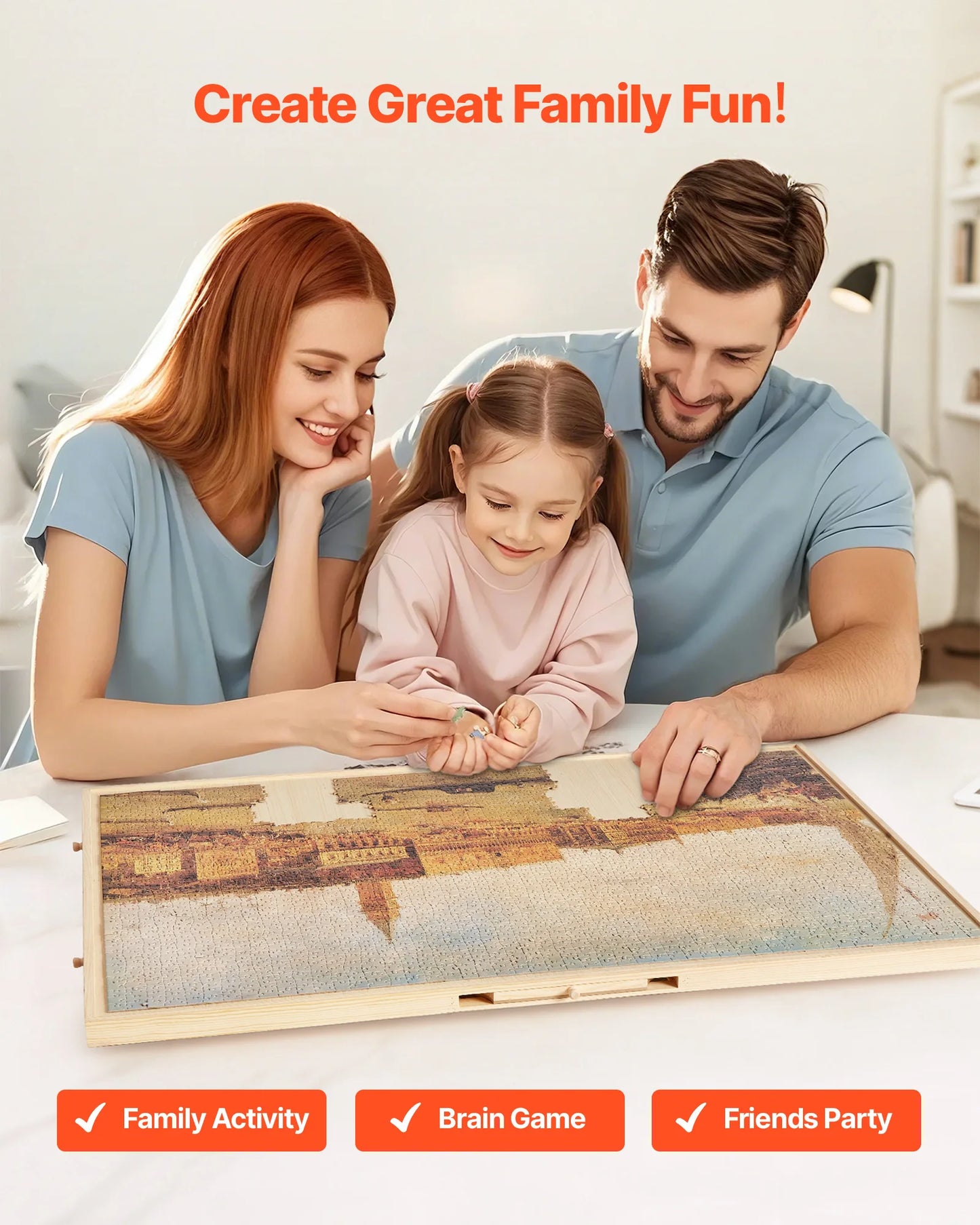 SucceBuy 2000 Piece Rotating Puzzle Board with 5 Drawers and Cover 40x29 in Portable Wooden Table Jigsaw Puzzle for Adults