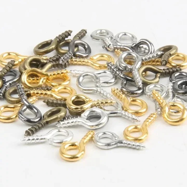 300pcs Small Tiny Mini Eye Pins Eyepins Hooks Eyelets Screw Threaded Stainless Steel Clasps Hook Jewelry Findings For Making DIY