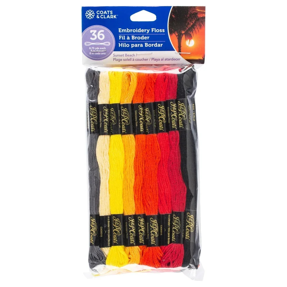 36 Skeins Cotton Embroidery Floss Sunset Colors Cross Stitch Quilting Needlecrafts 8.75 Yds Pack