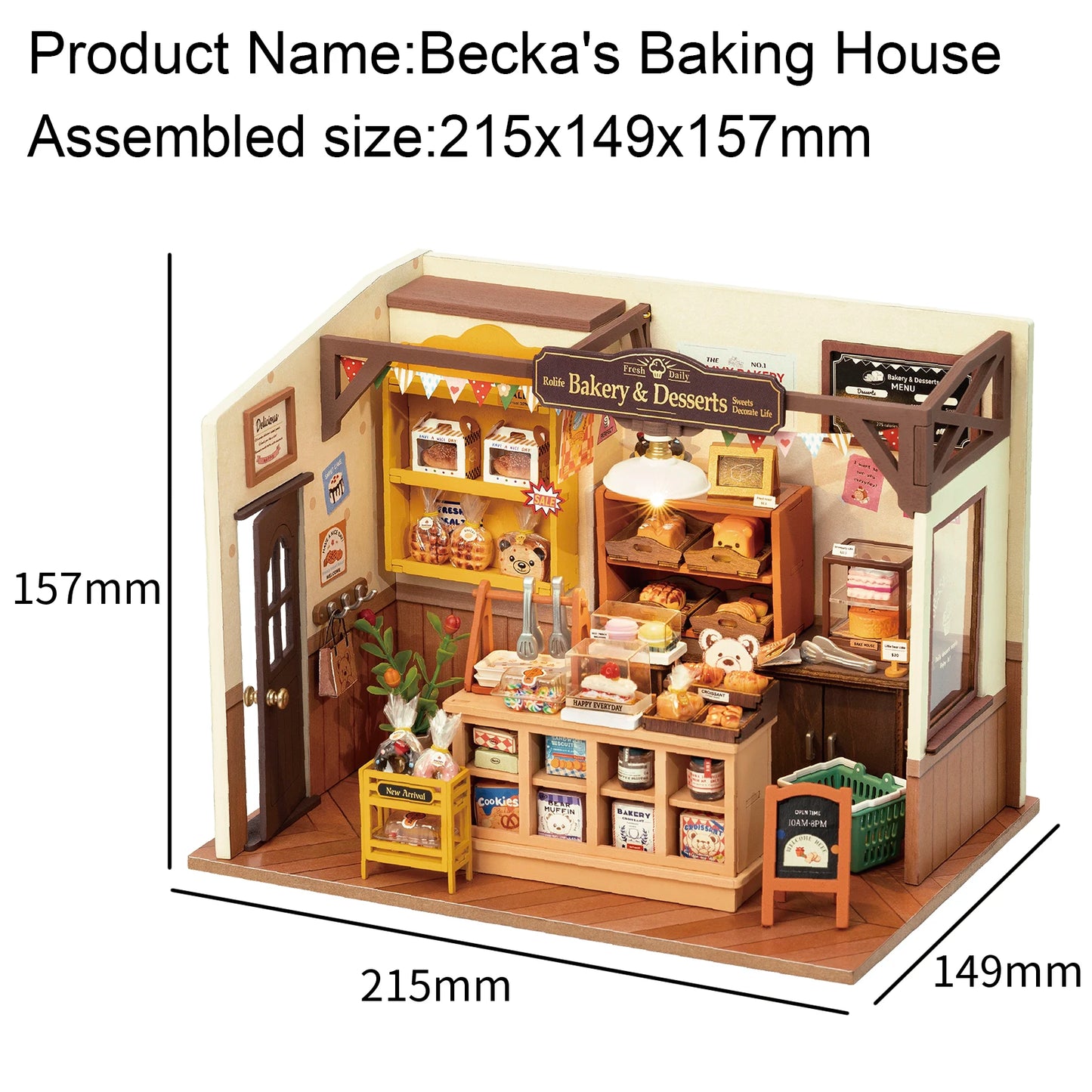 Robotime Rolife Becka's Baking House DIY Miniature 3D Wooden Model Kit for Kids - Easy Assembly Home Decor Toy