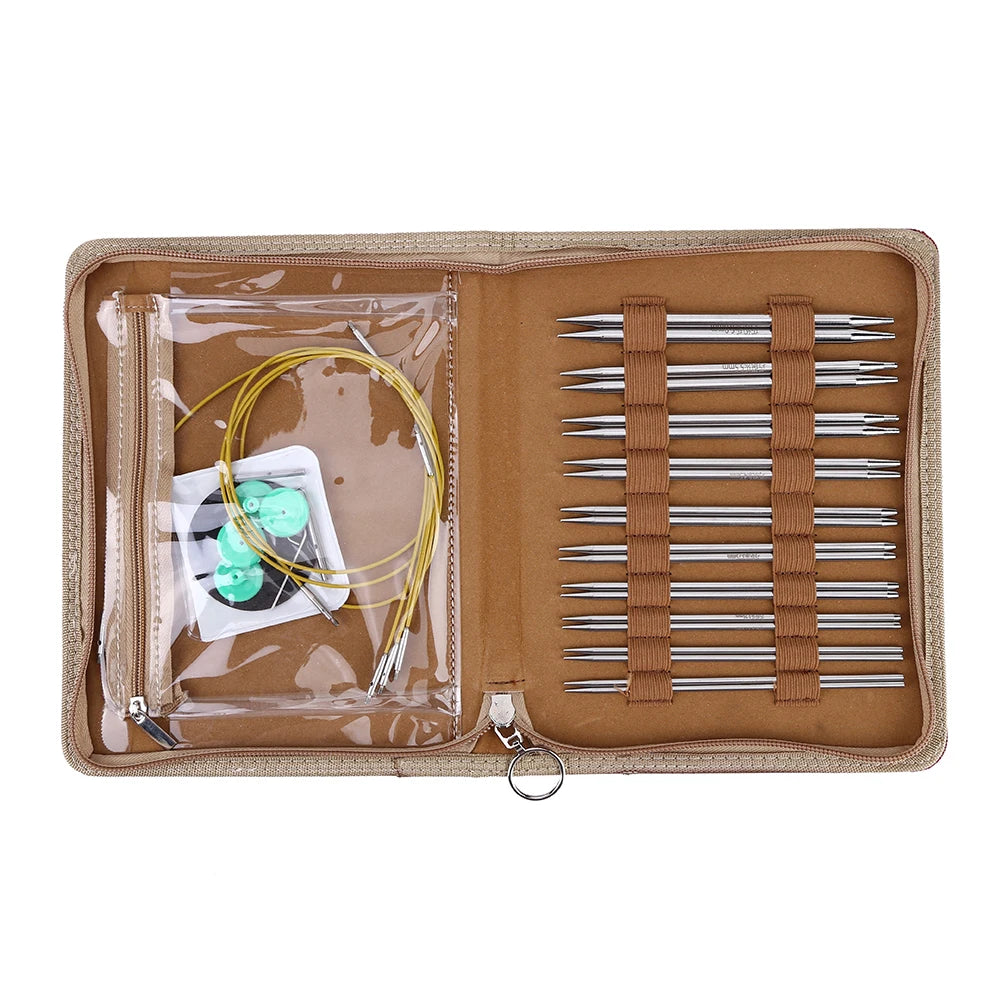 Crochet Hook Kits Multifunctional Removing Circular Needle Crochet Needles Comfortable Grip PU Storage Bag for Sewing Weave Tool