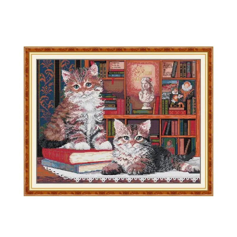 The Learned Cat cross stitch kit 14ct 11ct count print canvas hand sew cross-stitching embroidery handmade needlework