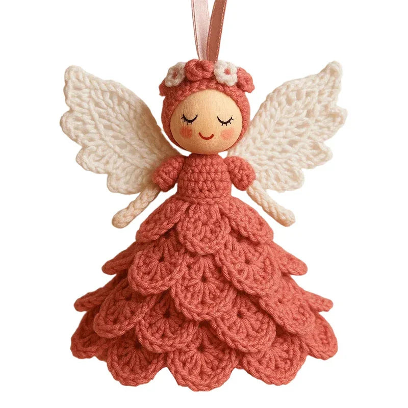 DIY Crochet Angel Ornament Handmade Yarn Craft Set Handwoven Material Kit Christmas Tree Decor Kit for Beginners Professionals
