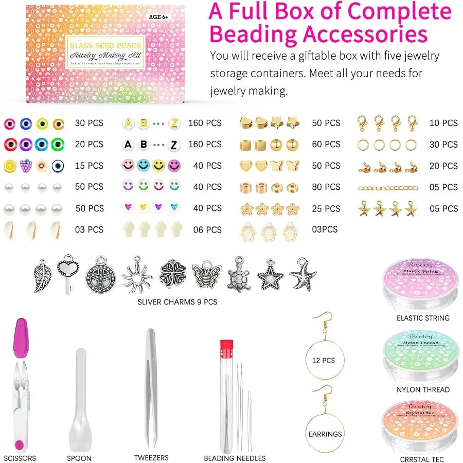 4mm Glass Seed Beads Friendship Bracelet Kit 15500pcs 96 Colors 6 0 Small Beads for Bracelet Making Kit Waist Bead with String