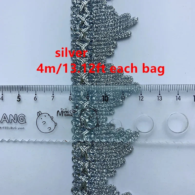 4m/13.12ft each pack Golden lace trims big wide sewing hat curtain dress accessory DIY handmake craft ribbons fabric decoration