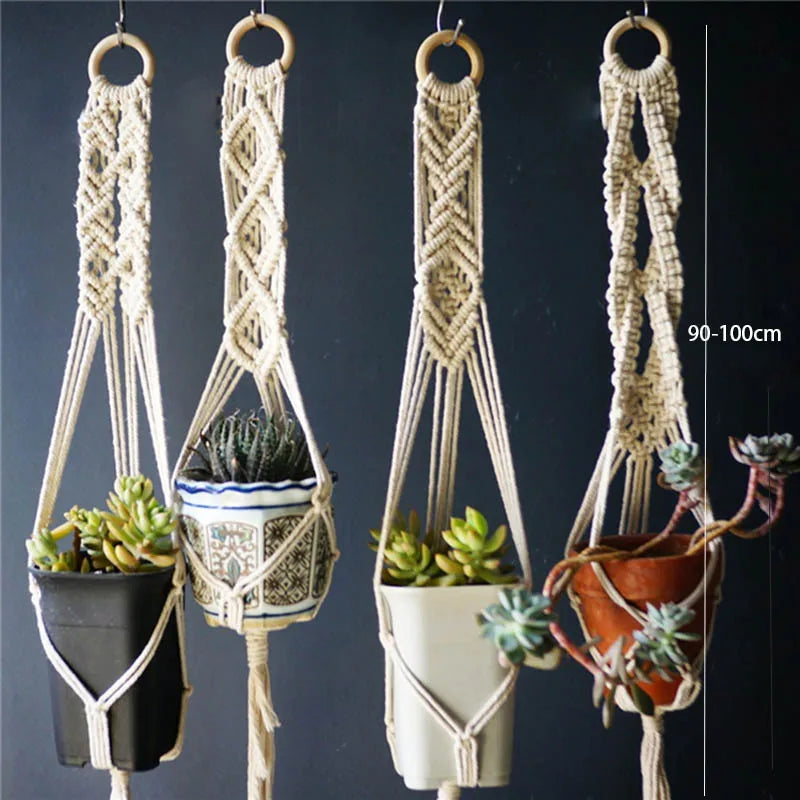 5PCS/set handmade macrame infoor plant hanging for flower pot boho style macrame plant hanger