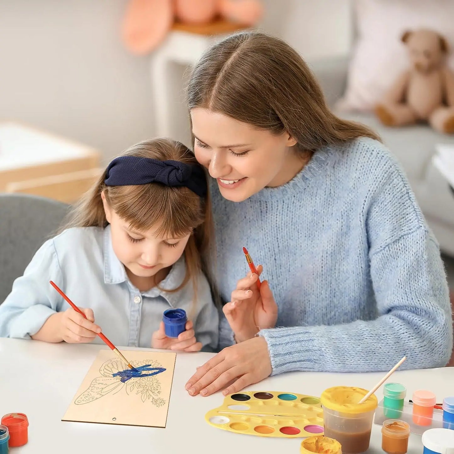 10 Pieces Large Spring Butterfly Unfinished Wood Crafts to Paint for Adults and Kids, Bulk Predrilled Wooden Ornaments for Paint