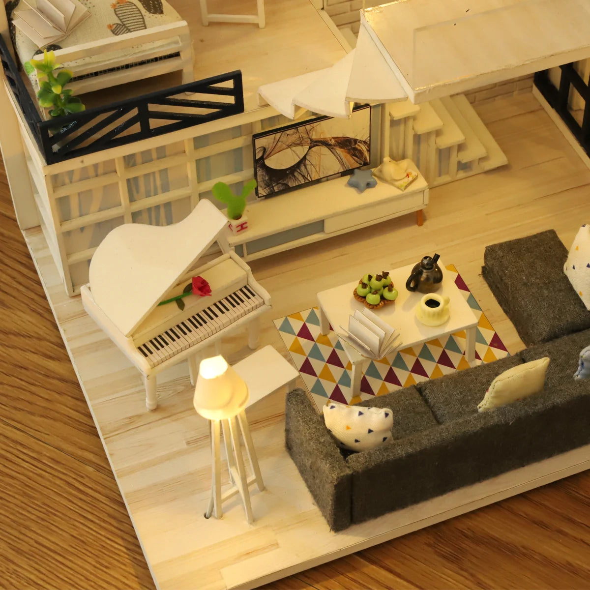 Micro assembled DIY building model doll house kit home handmade 3D puzzle girl toy room bedroom decoration with furniture