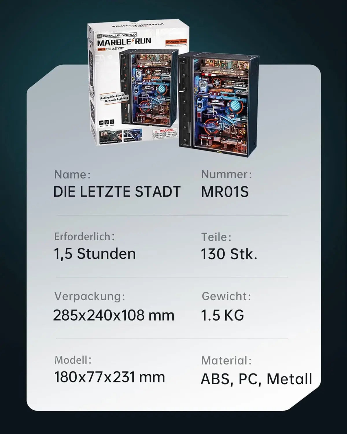 Robotime Rokr Parallel World Building Toy Set Marble Run Model Kits 130pcs Brain Puzzle STEM Kit DIY Hobbies for Men Women MR01S