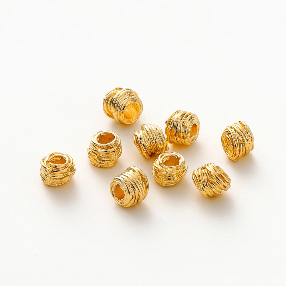 10/30/50Pcs/Pack 14K/18K Gold Plated Brass Weaving Ball Spacer Beads For DIY Bracelet Necklace Jewelry Making Accessories